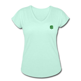 Women's Tri-Blend V-Neck T-Shirt  WITH GREEN  LOGO - mint