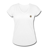 Women's Tri-Blend V-Neck T-Shirt  WITH BROWN  LOGO - white