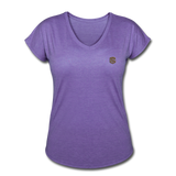 Women's Tri-Blend V-Neck T-Shirt  WITH BROWN  LOGO - purple heather