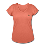 Women's Tri-Blend V-Neck T-Shirt  WITH BROWN  LOGO - heather bronze