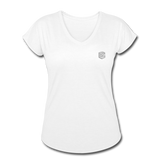 Women's Tri-Blend V-Neck T-Shirt  WITH SILIVER  LOGO - white