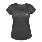 Women's Tri-Blend V-Neck T-Shirt  WITH SILIVER  LOGO - deep heather