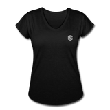 Women's Tri-Blend V-Neck T-Shirt  WITH SILIVER  LOGO - black