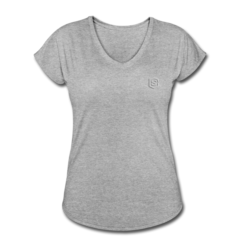 Women's Tri-Blend V-Neck T-Shirt  WITH SILIVER  LOGO - heather gray