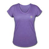 Women's Tri-Blend V-Neck T-Shirt  WITH SILIVER  LOGO - purple heather