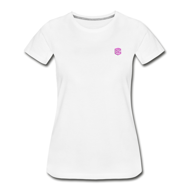 Women’s Premium Organic T-Shirt  WITH PINK  LOGO - white