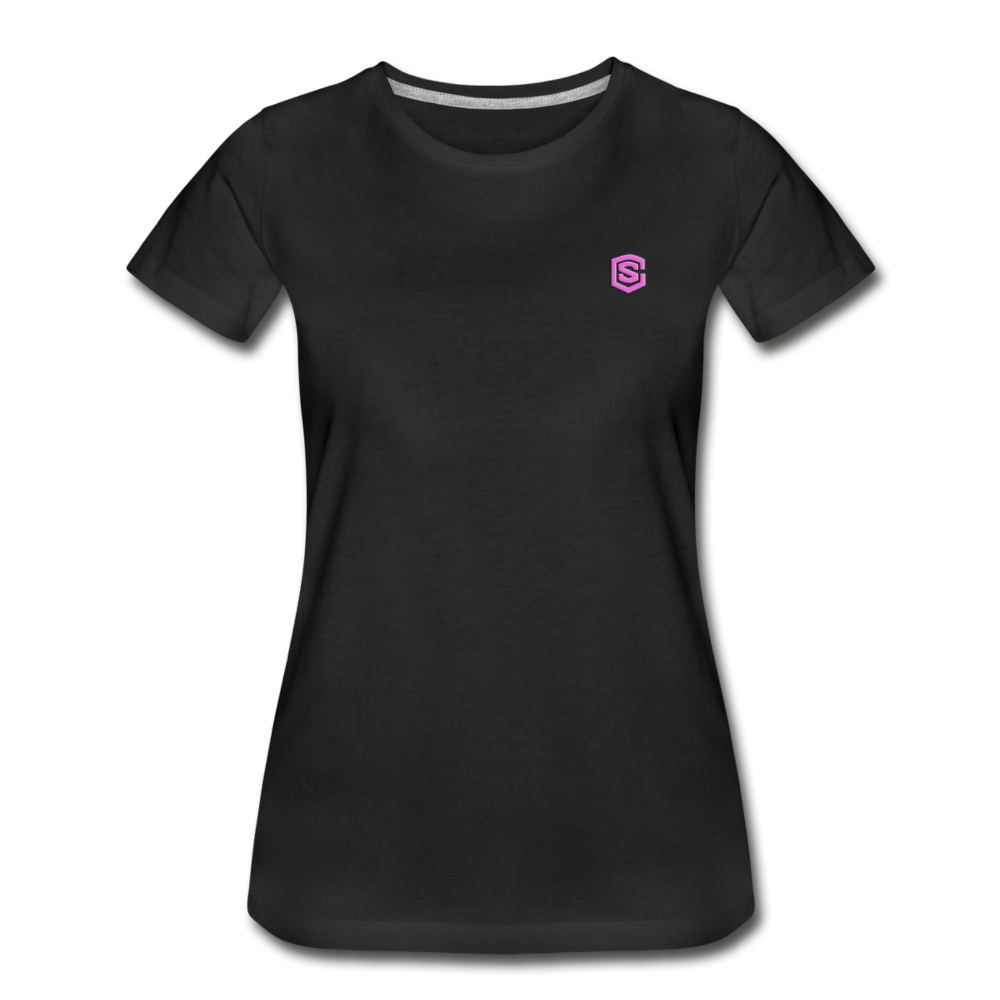 Women’s Premium Organic T-Shirt  WITH PINK  LOGO - black