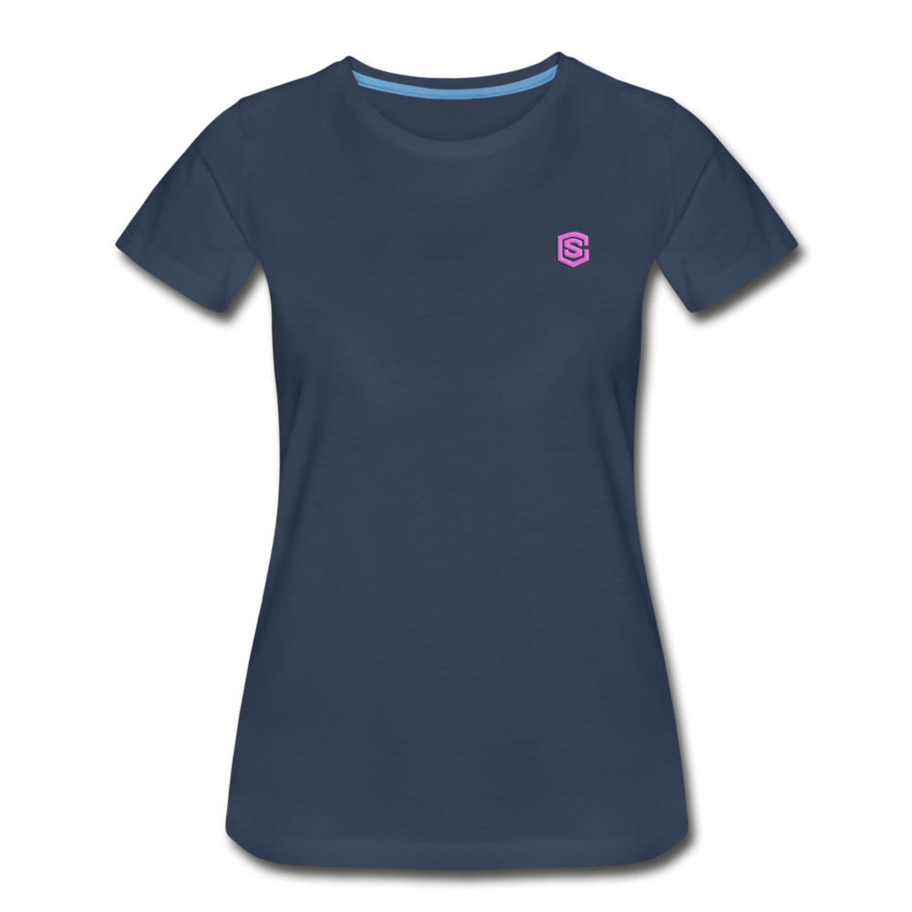 Women’s Premium Organic T-Shirt  WITH PINK  LOGO - navy