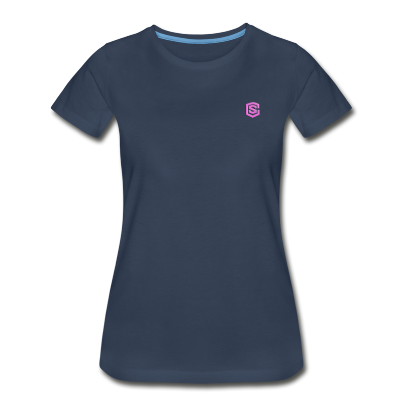 Women’s Premium Organic T-Shirt  WITH PINK  LOGO - navy