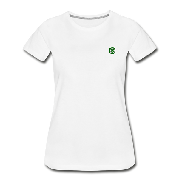 Women’s Premium Organic T-Shirt  WITH GREEN  LOGO - white