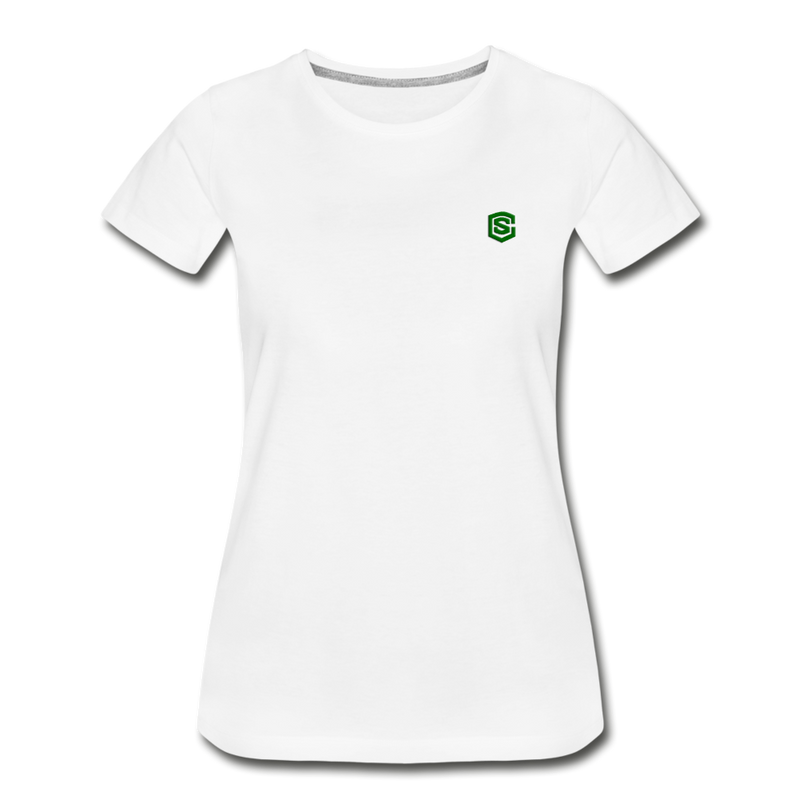 Women’s Premium Organic T-Shirt  WITH GREEN  LOGO - white