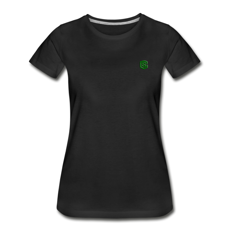 Women’s Premium Organic T-Shirt  WITH GREEN  LOGO - black