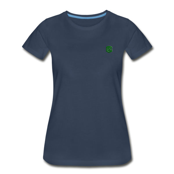 Women’s Premium Organic T-Shirt  WITH GREEN  LOGO - navy