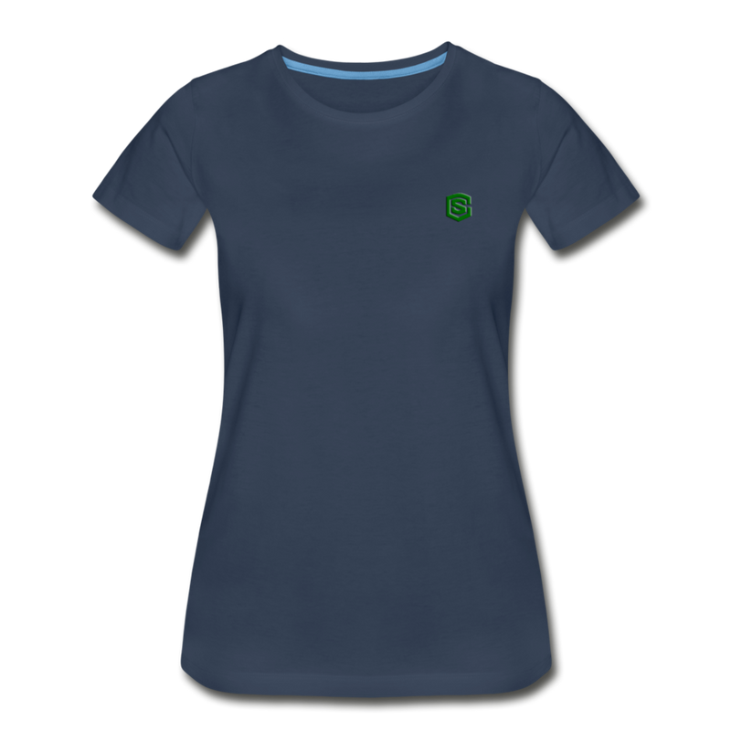 Women’s Premium Organic T-Shirt  WITH GREEN  LOGO - navy