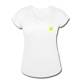 Women's Tri-Blend V-Neck T-Shirt  WITH YELLOW  LOGO - white