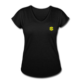 Women's Tri-Blend V-Neck T-Shirt  WITH YELLOW  LOGO - black