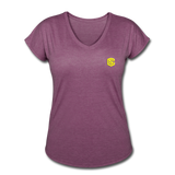 Women's Tri-Blend V-Neck T-Shirt  WITH YELLOW  LOGO - heather plum