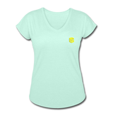 Women's Tri-Blend V-Neck T-Shirt  WITH YELLOW  LOGO - mint