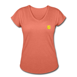 Women's Tri-Blend V-Neck T-Shirt  WITH YELLOW  LOGO - heather bronze