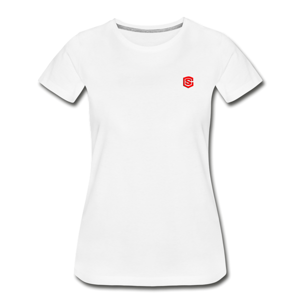 Women’s Premium Organic T-Shirt  WITH RED  LOGO - white