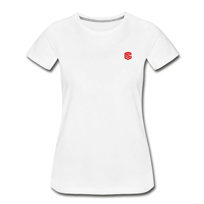 Women’s Premium Organic T-Shirt  WITH RED  LOGO - white