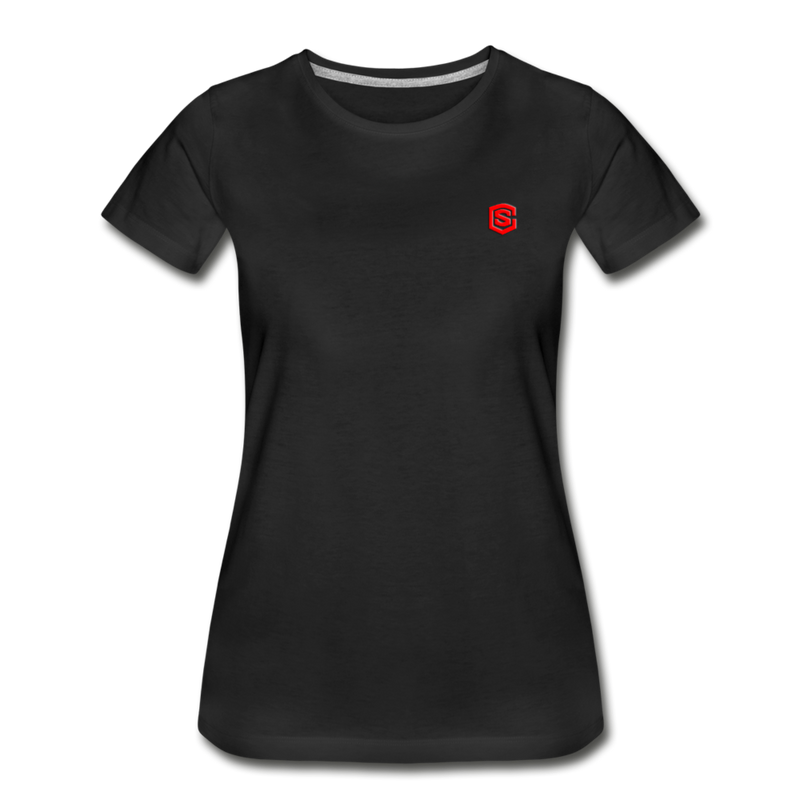 Women’s Premium Organic T-Shirt  WITH RED  LOGO - black