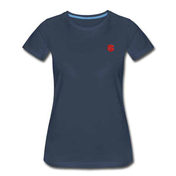 Women’s Premium Organic T-Shirt  WITH RED  LOGO - navy