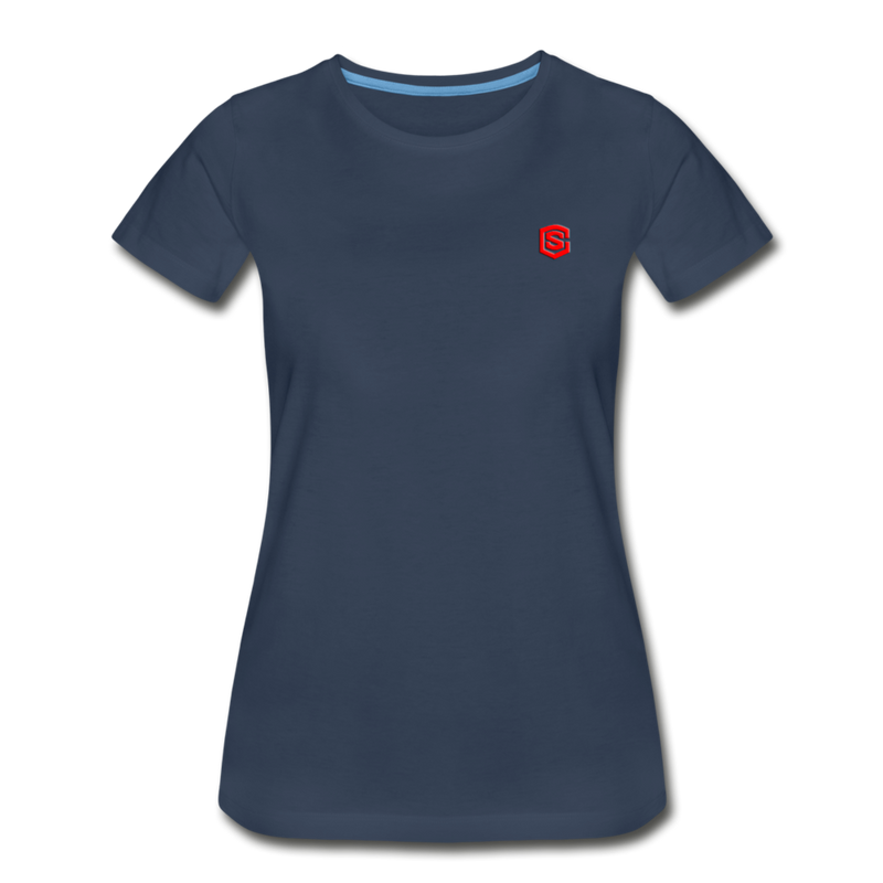 Women’s Premium Organic T-Shirt  WITH RED  LOGO - navy