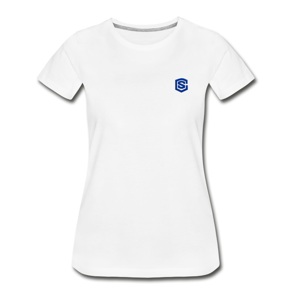 Women’s Premium Organic T-Shirt  WITH BLUE  LOGO - white