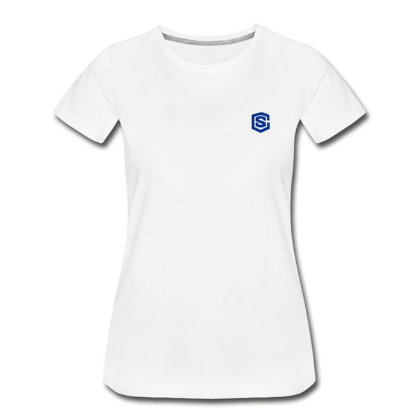 Women’s Premium Organic T-Shirt  WITH BLUE  LOGO - white