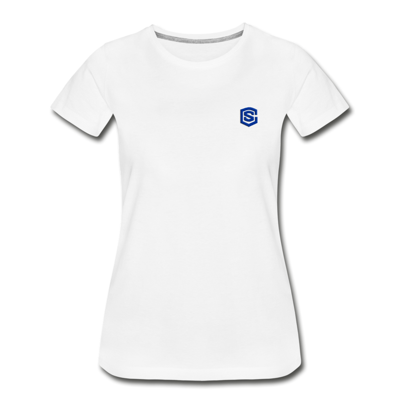 Women’s Premium Organic T-Shirt  WITH BLUE  LOGO - white