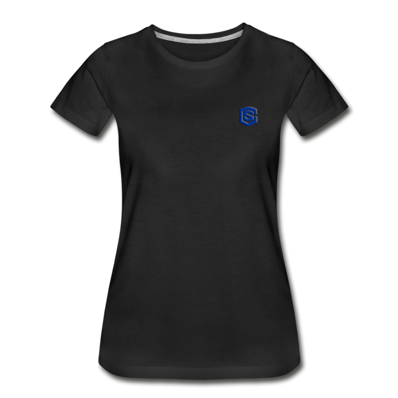 Women’s Premium Organic T-Shirt  WITH BLUE  LOGO - black