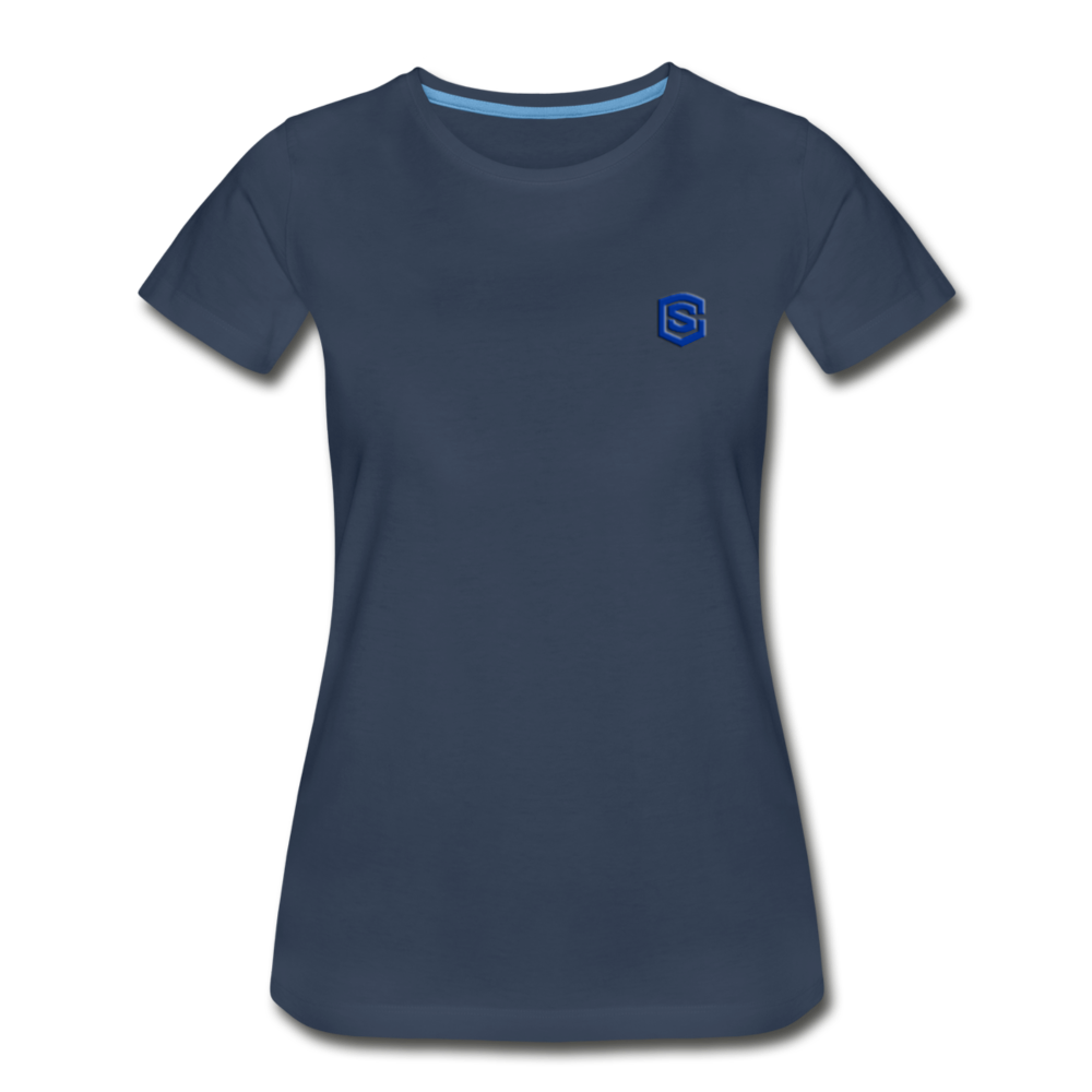 Women’s Premium Organic T-Shirt  WITH BLUE  LOGO - navy
