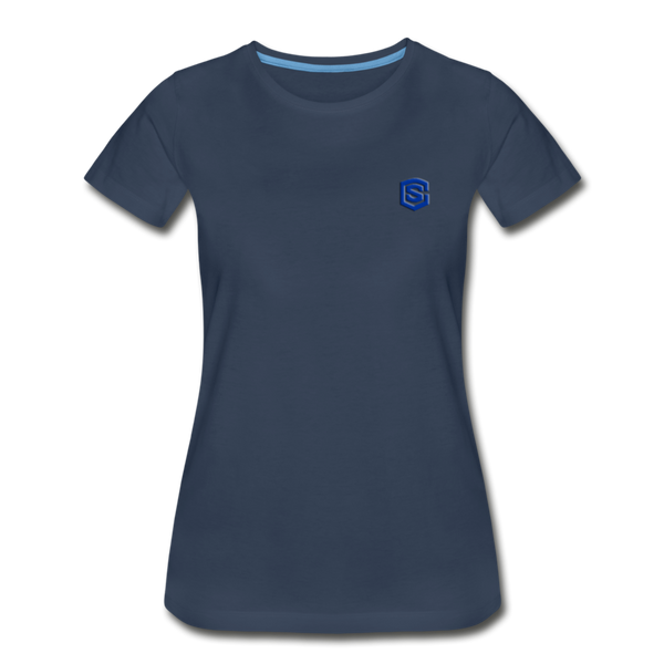 Women’s Premium Organic T-Shirt  WITH BLUE  LOGO - navy