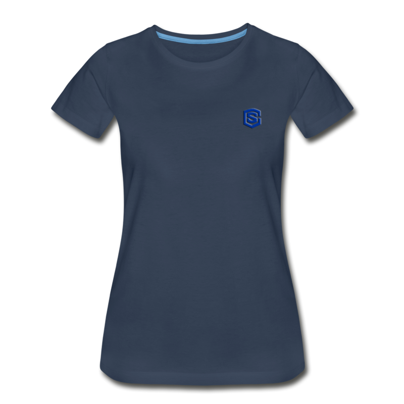 Women’s Premium Organic T-Shirt  WITH BLUE  LOGO - navy