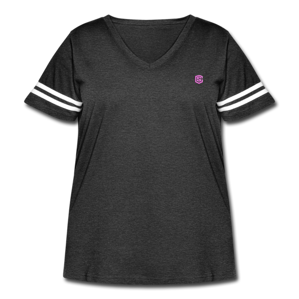 Women's Curvy Vintage Sport T-Shirt  WITH PINK  LOGO - vintage smoke/white