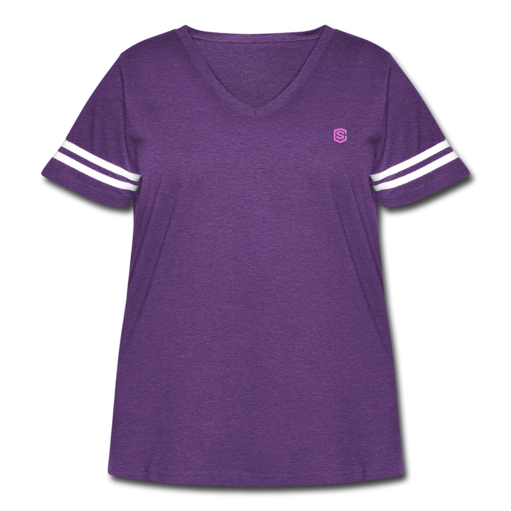 Women's Curvy Vintage Sport T-Shirt  WITH PINK  LOGO - vintage purple/white