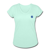 Women's Tri-Blend V-Neck T-Shirt  WITH BLUE  LOGO - mint