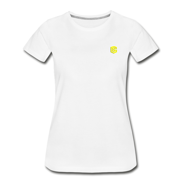 Women’s Premium Organic T-Shirt  WITH YELLOW  LOGO - white