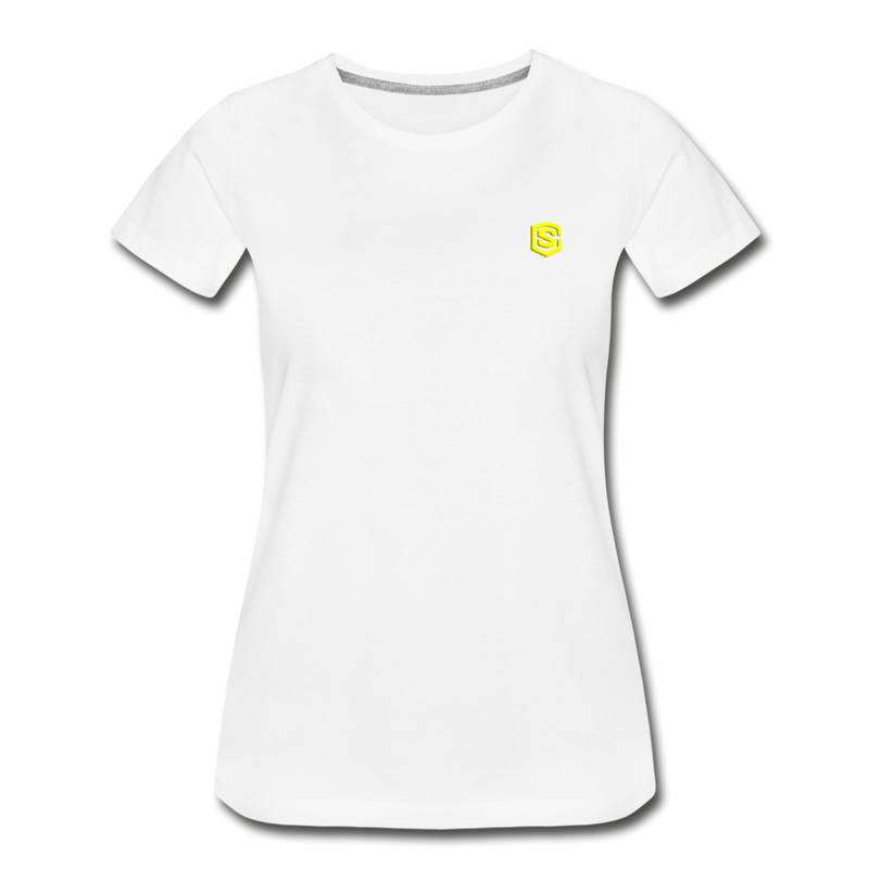 Women’s Premium Organic T-Shirt  WITH YELLOW  LOGO - white