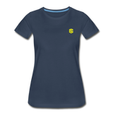 Women’s Premium Organic T-Shirt  WITH YELLOW  LOGO - navy