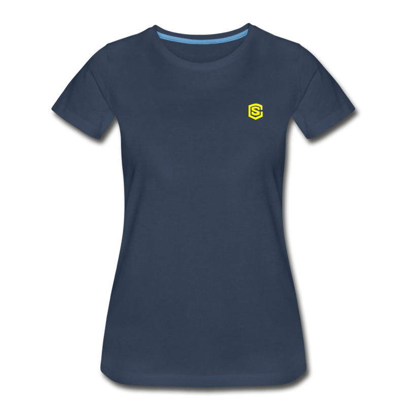 Women’s Premium Organic T-Shirt  WITH YELLOW  LOGO - navy