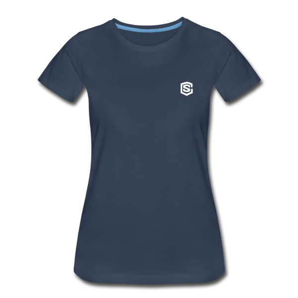 Women’s Premium Organic T-Shirt  WITH  WHITE LOGO - navy