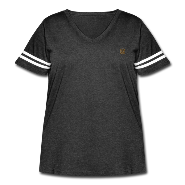 Women's Curvy Vintage Sport T-Shirt  WITH BROWN  LOGO - vintage smoke/white