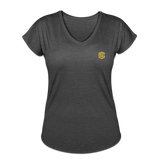 Women's Tri-Blend V-Neck T-Shirt  WITH GOLD  LOGO - deep heather