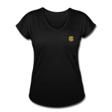 Women's Tri-Blend V-Neck T-Shirt  WITH GOLD  LOGO - black