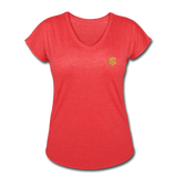 Women's Tri-Blend V-Neck T-Shirt  WITH GOLD  LOGO - heather red