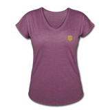 Women's Tri-Blend V-Neck T-Shirt  WITH GOLD  LOGO - heather plum