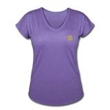 Women's Tri-Blend V-Neck T-Shirt  WITH GOLD  LOGO - purple heather