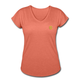 Women's Tri-Blend V-Neck T-Shirt  WITH GOLD  LOGO - heather bronze